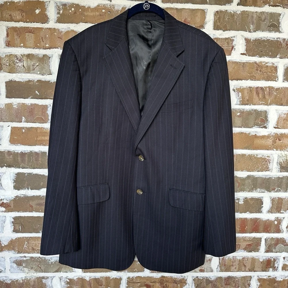 Giorgio Armani Blazer Mens 42R US Wool Blend‎ Sport Coat Pinstripe Jacket Luxury